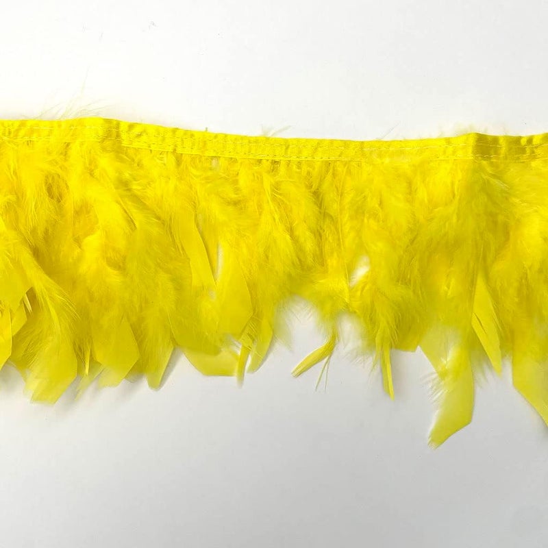 Shekyeon Turkey Feathers Fringe Trim for Party Clothing DIY Sewing Crafts Decoration Pack of 2 Yards (Yellow) - Image 4